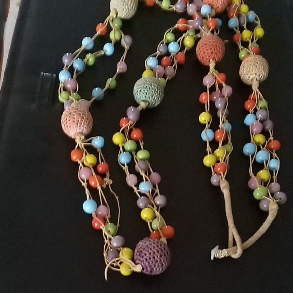 Multicolor Beaded Crochet Long Necklace - Women Jewelry